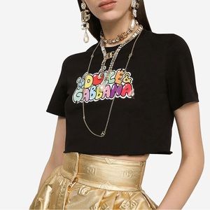 Dolce & Gabbana graphic-print cropped T-shirt